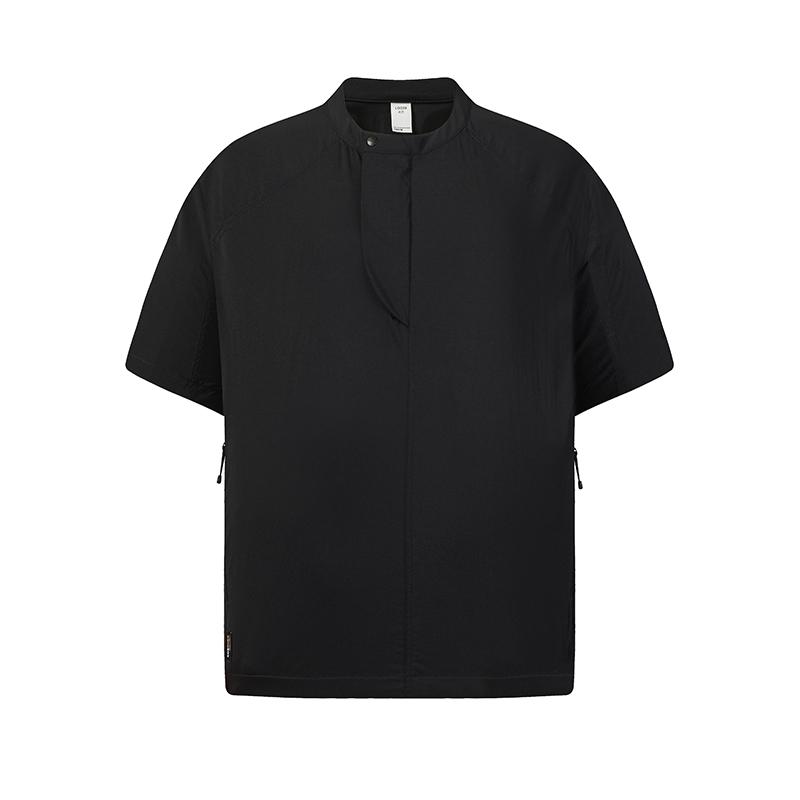 FILA Urban Explore Fashion Trend Functional Minimalist Casual Sports Outdoor Versatile Comfortable Loose Woven Short Sleeve T-Shirt A11W628103FBK XL