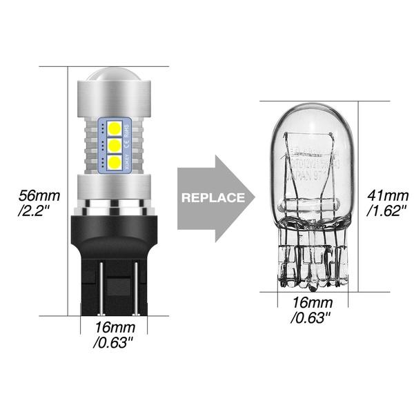 OPTIQUE DE PHARE,W21-5W 7443 T20-Crystal Blue--Ampoule LED pour feux de
