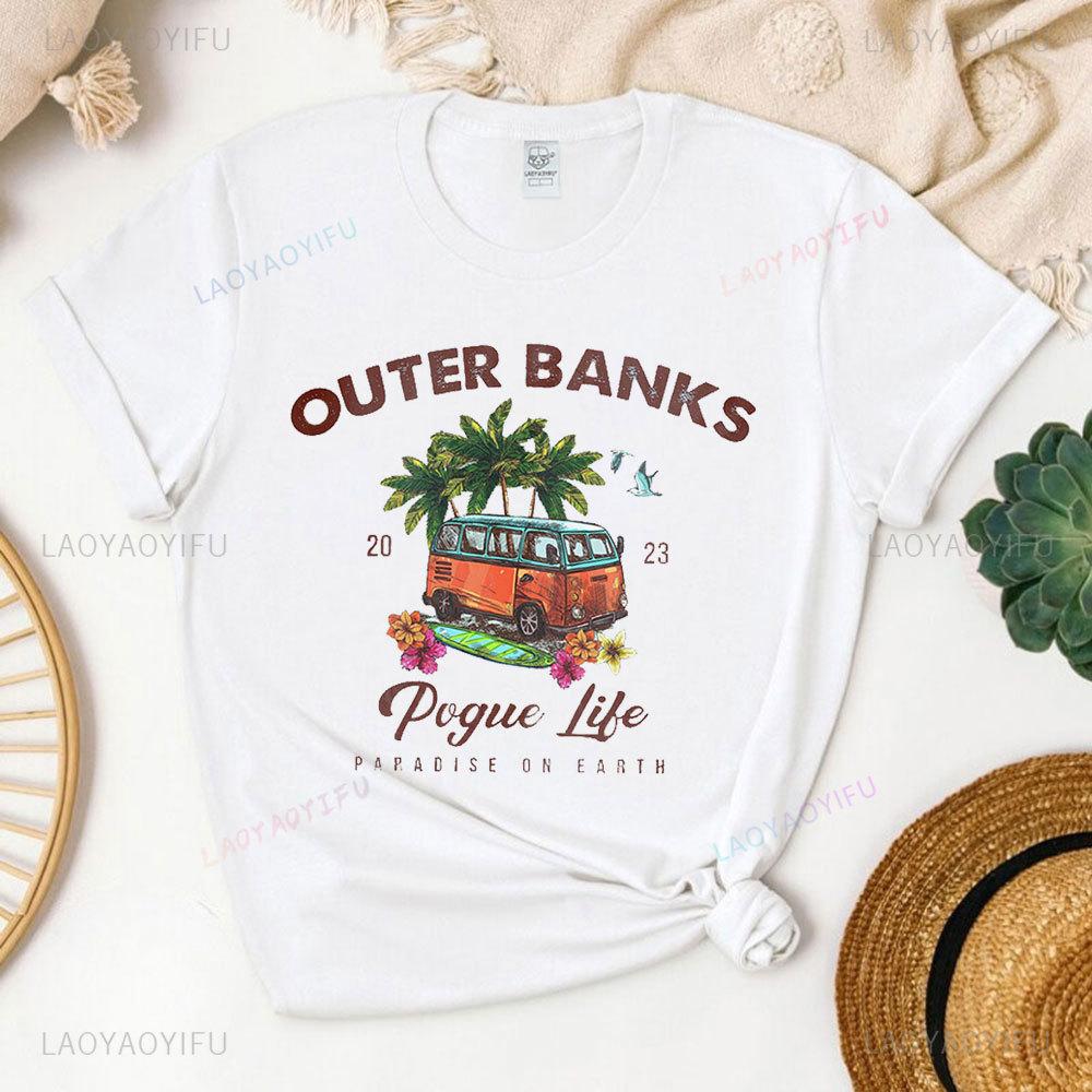 Ráj na Zemi Outer Banks Unisex Tričko Fanoušci seriálu Outer Banks Merchandise Letní dovolená Bavlněné tričko Plážové tričko Topy
