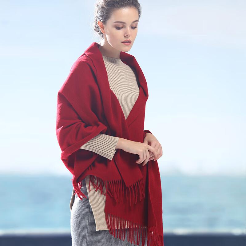 Hengyuanxiang 100% Pure Wool Shawl for Women, Autumn And Winter Warm Thick Scarf, Gift for Mom, New Year Birthday Present