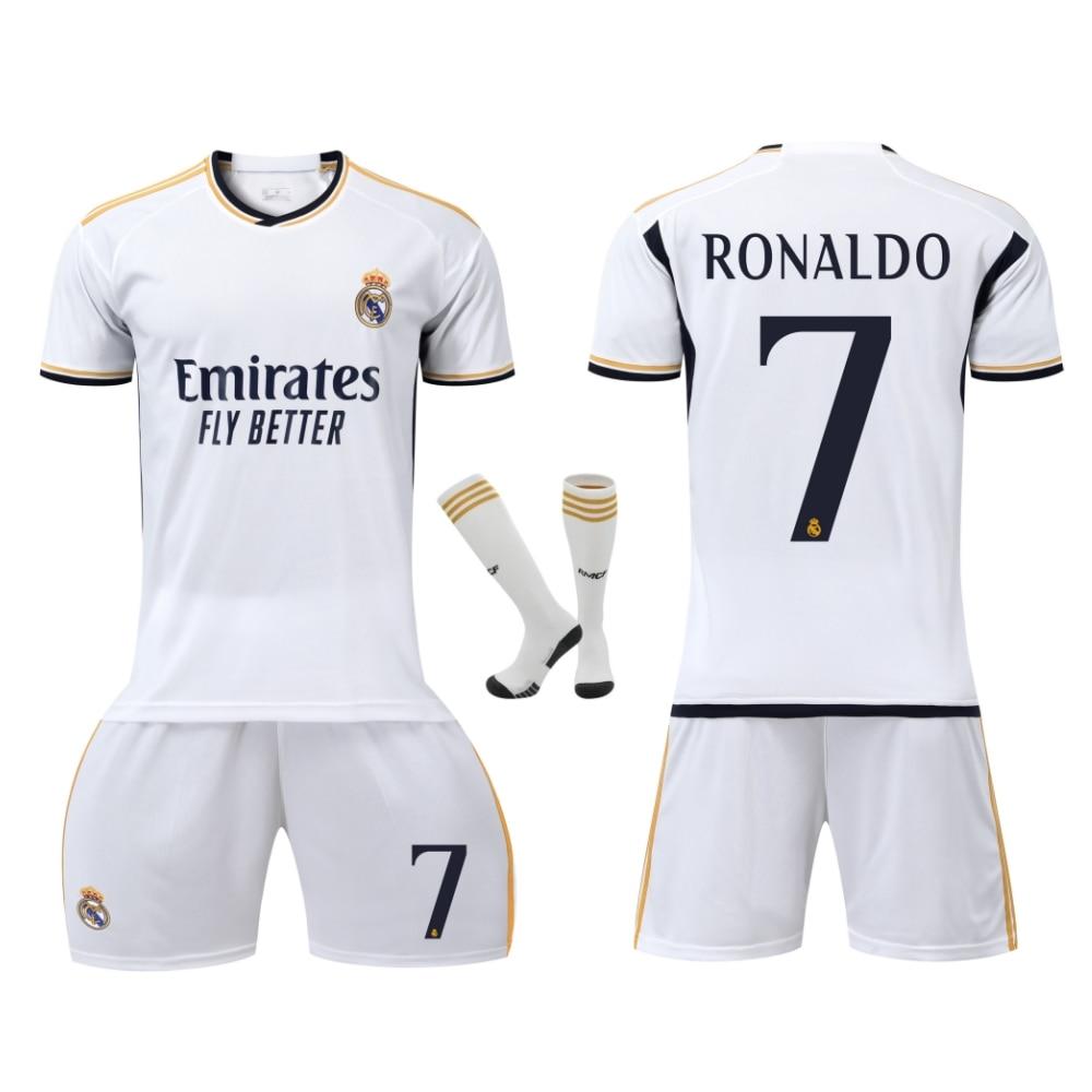 Real Madrid Ronaldo Dětský Fotbalový Dres Bílý Krátký Rukáv Mladistvý Tréninkový Zápasový Top Prodyšný Rychleschnoucí