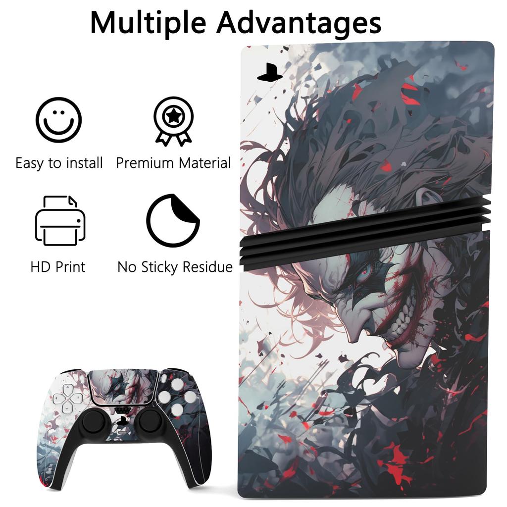Set complet de autocolante personalizate pentru corp PlayVital PS5 Pro, pentru încărcare digitală și cu disc, autocolant pentru husă, compatibil cu telecomanda media, controler,