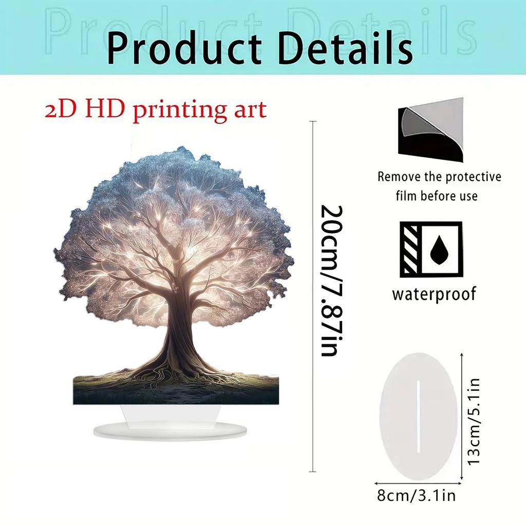 Multi Colored Acrylic Tree of Life Desktop Decoration Blooming Life Home Ornament with Waterproof Base