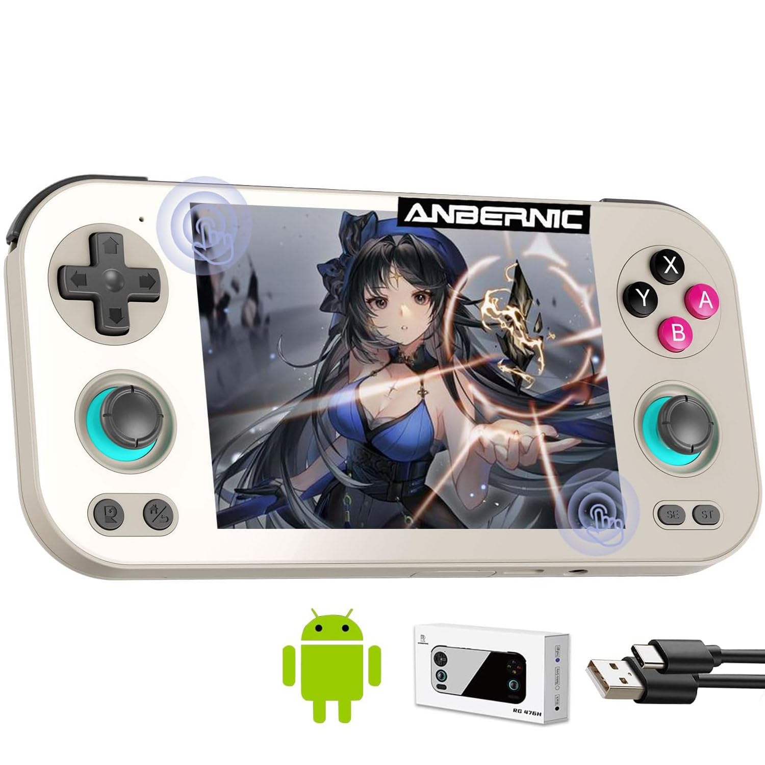 

ANBERNIC RG476H Android 13 System, 4.7-inch Touchscreen Handheld Game Console with WiFi/Bluetooth (RG476H Retro Gray)