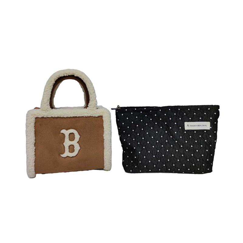 New MLB   Totes Crossbody Bags Single Shoulder Tote Shopping Bag Portable Unisex Camel 3AORS0746-43CAS