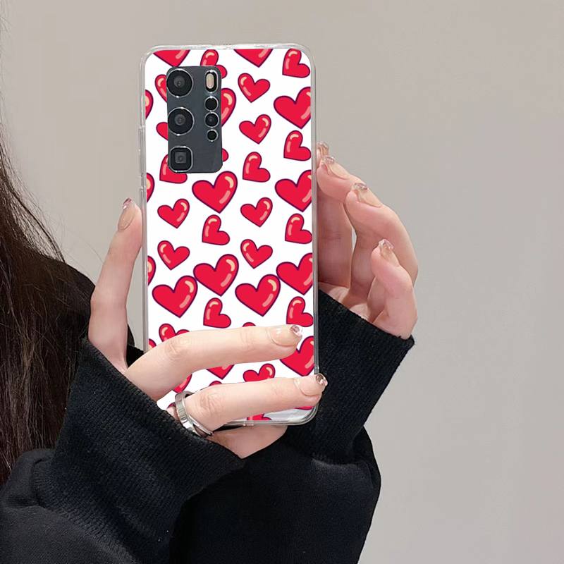 Loving Heart Ripple Phone Case For Huawei Mate P10 P20 P30 P40 P50 Smart Z Honor 50 60 70 Pro Lite Transparent Case