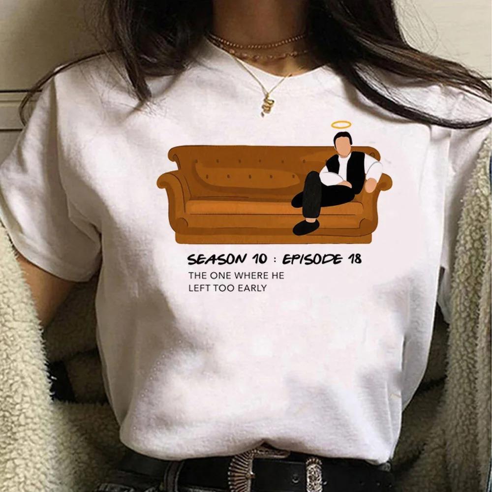 Friends Tv Chandler Bing Printed Tshirt Casual Round Neck Short Sleeved Fashionable Sleeved Trendy Womens Clothing Loose Short