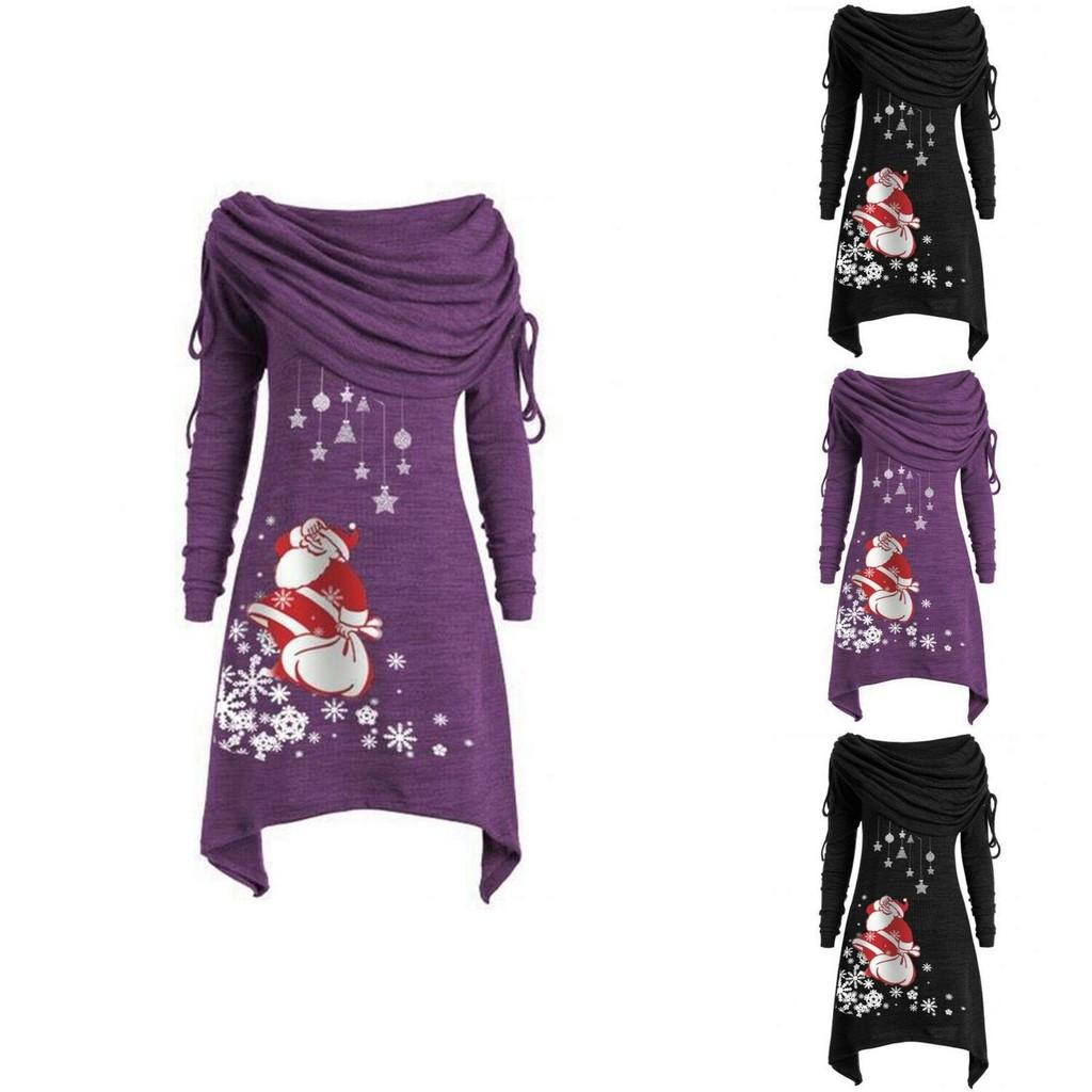 Elegante Maglione Natalizio da Donna con Babbo Natale e Maniche Lunghe Accoglienti