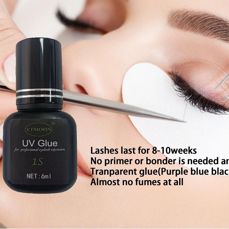 Colla Adesiva UV da 6 ml per Estensioni Ciglia Asciugatura Rapida 1S Forte Colla per Estensioni Ciglia Finte Lunga Durata Colla UV per Ciglia
