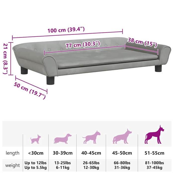 VidaXL Dog Bed, Pet Sofa with Wooden Frame, Basket for Puppies Indoor House, Light Grey 172006