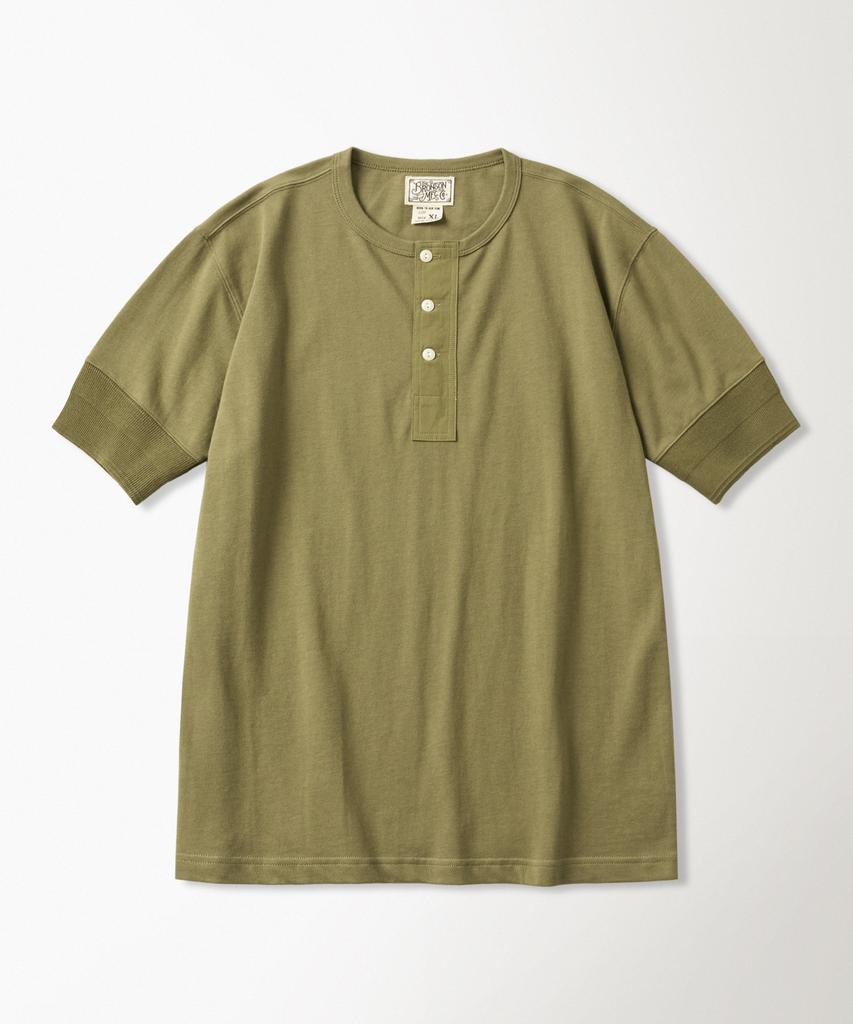 Beulonseun Vintage Short Sleeve Henley Tee Green