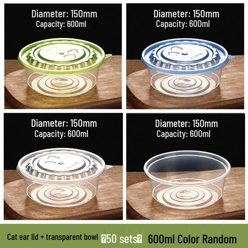 Bozhen 600ml Disposable Microwaveable Food Containers with Cat Ear Lids
