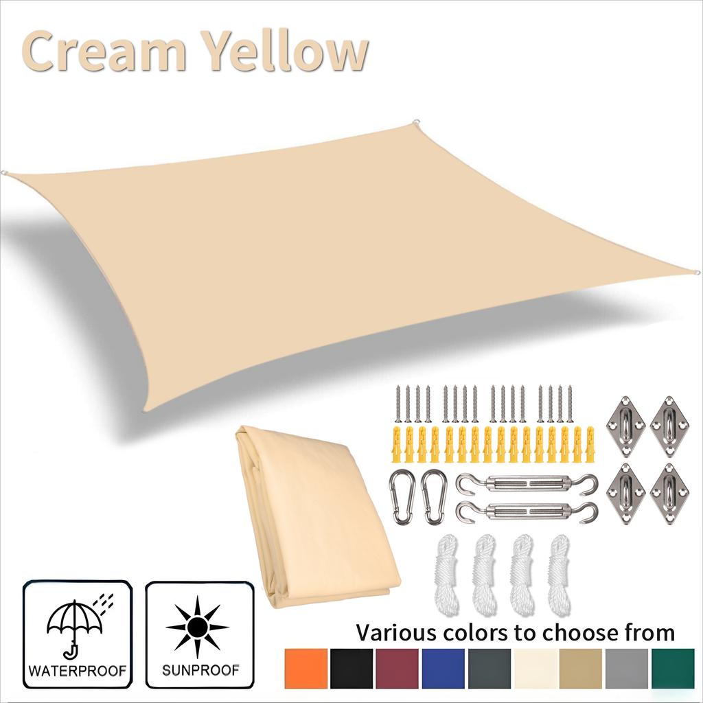 Waterproof Sun Shade Sail Large Rectangle Sunshade Canopy UV Block Shade Cover for Patio Garden Pergola Porch Tent Awning Shelte