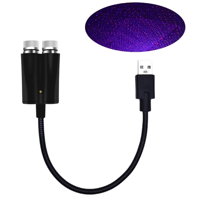 Automotive Roof Interior Atmosphere Light Adjustable Starry Projection USB Powered PVC Material Easy USB Plug Operation