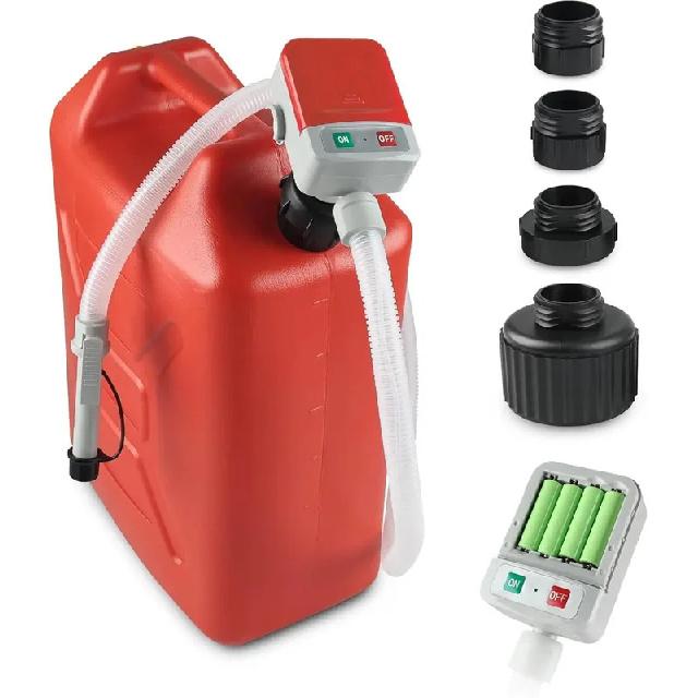 Portable Electric Fuel Transfer Pump Battery Powered Liquid Siphon Pump With Flexible Hose For Gas Cans No Batteries Included