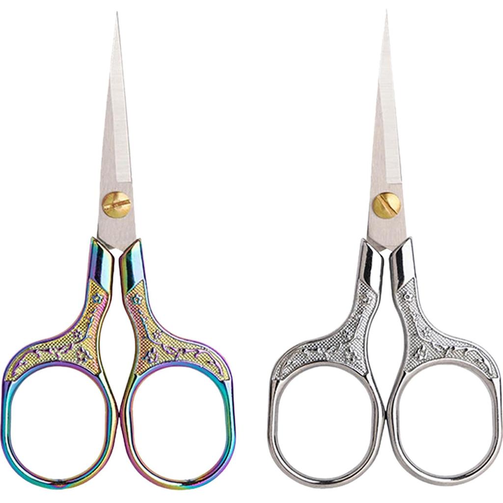 2Pcs Metal Craft Scissors Sharp Pointed Tip Retro Scissors Multipurpose Vintage Sewing Scissors Ergonomic Handle Sewing Supplies