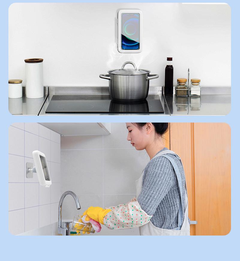 Waterproof Wall-Mounted Phone Case: No-Drill, Adjustable, Anti-Fog Touchscreen for Bathroom Toilets