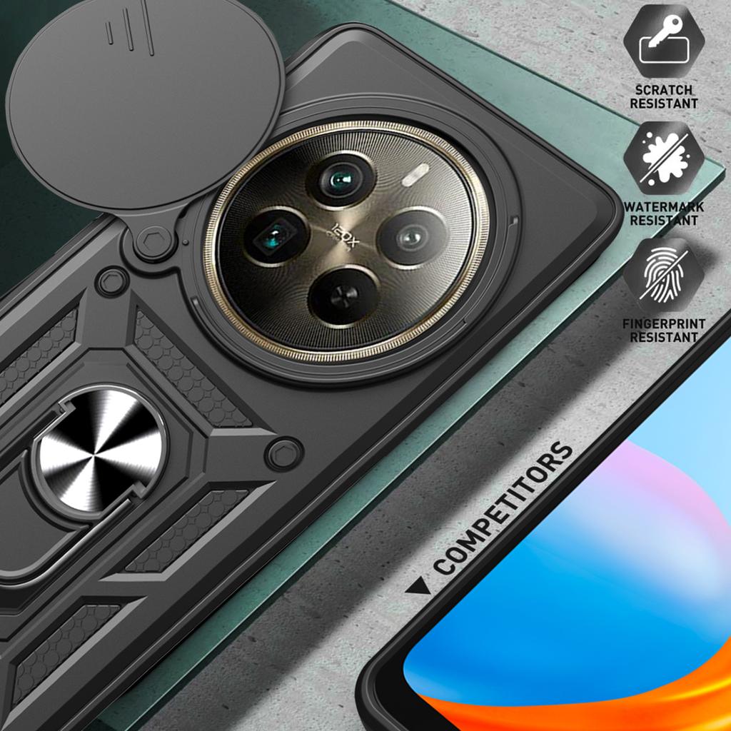 For Realme 12 Pro 5G/12 Pro+ 5G Case Lens Cover Kickstand PC+TPU Phone Shell
