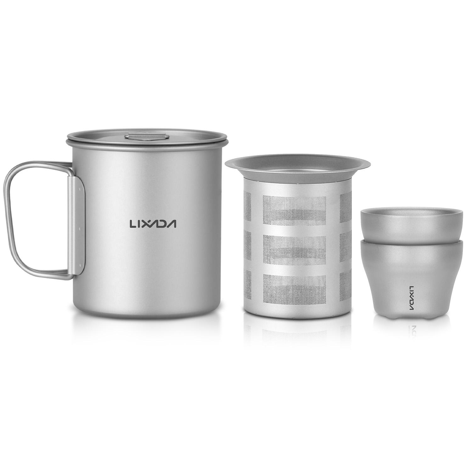 

Кружка для кемпинга Ti 375 мл с крышкой и фильтром для чая, чашка для кемпинга, пешего туризма, путешествий серый