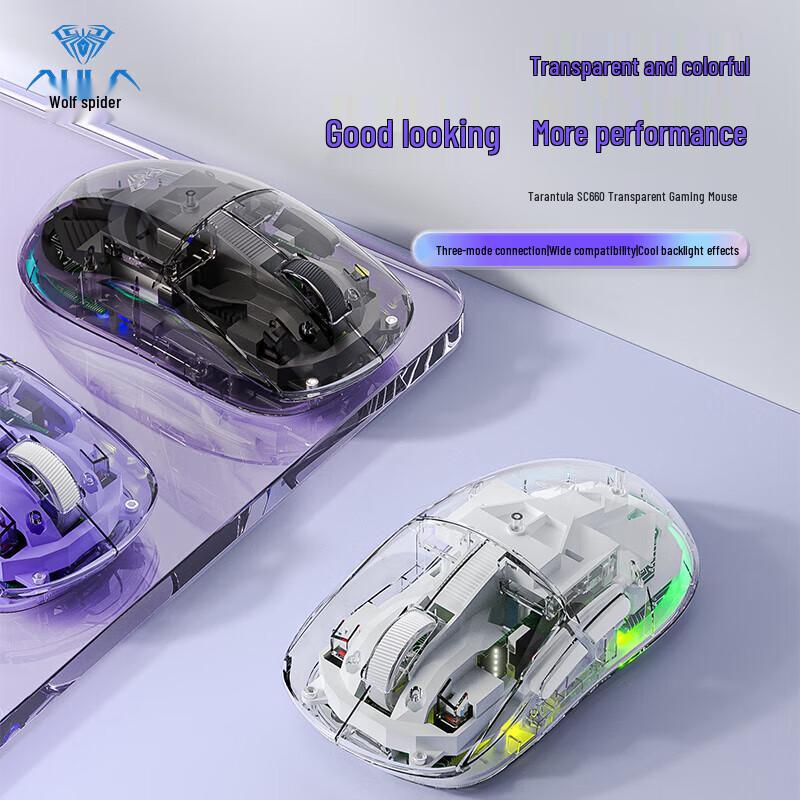 AULA SC660 Transparent Tri-Mode Wireless Mouse