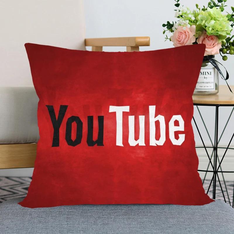 

Логотип приложения Youtube Наволочка Спальня Дом Декоративная наволочка Квадратные наволочки на молнии Атласная мягкая ткань 40x40см 45x45см 16x16Inch