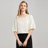 Shetu Women's Simple Round Neck Jacquard Short Sleeve Top
