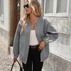 Damen S Stehkragen Mittellang Locker Langarm Jacke Mantel