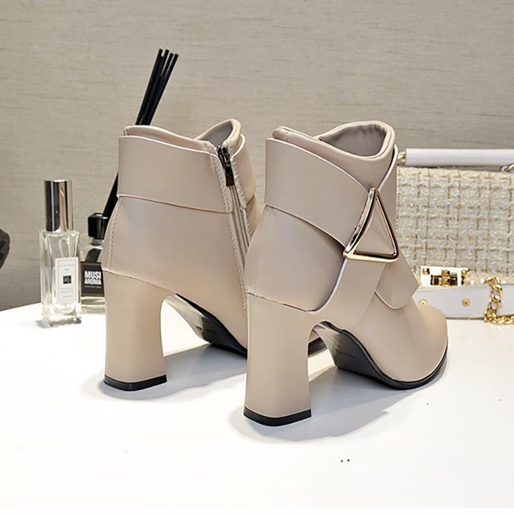 Women's Plus Size Pointed Toes PU Chelsea Boots Casual Short Tube High Thick Soled Martin Boot Knight Shoes 34-42