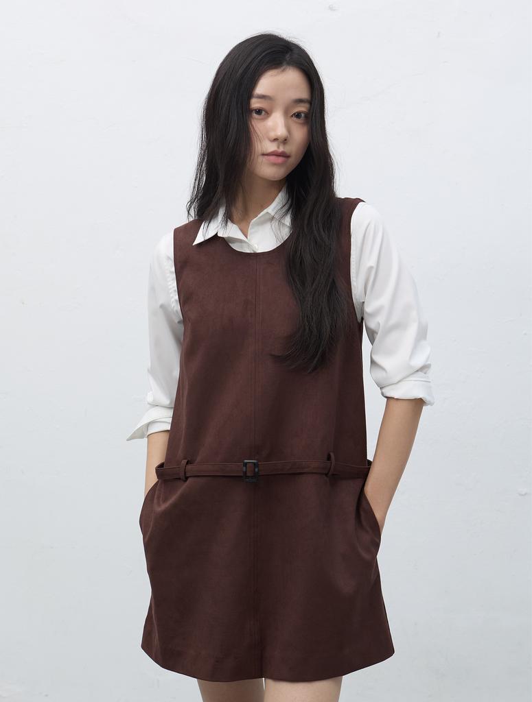General Idea Suede Belted Dress [Dark Brown] / Wbe4L15512