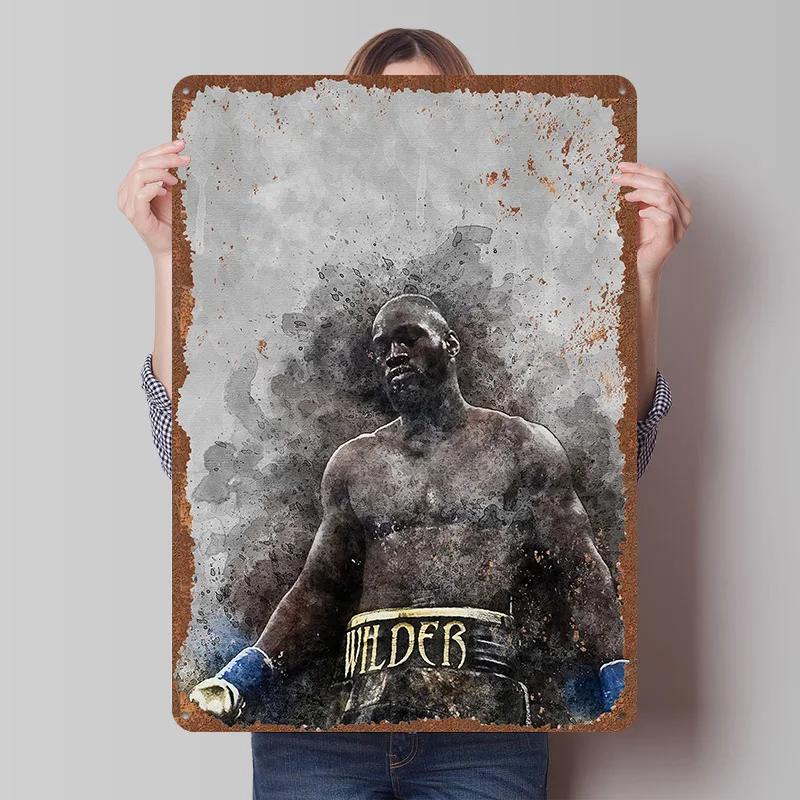 Deontay Wilder Boxer Metallposter Individuelle Vintage Metallschilder Wandkunst Blechschild für Man Cave Schlafzimmerdekorationen Heimdekoration