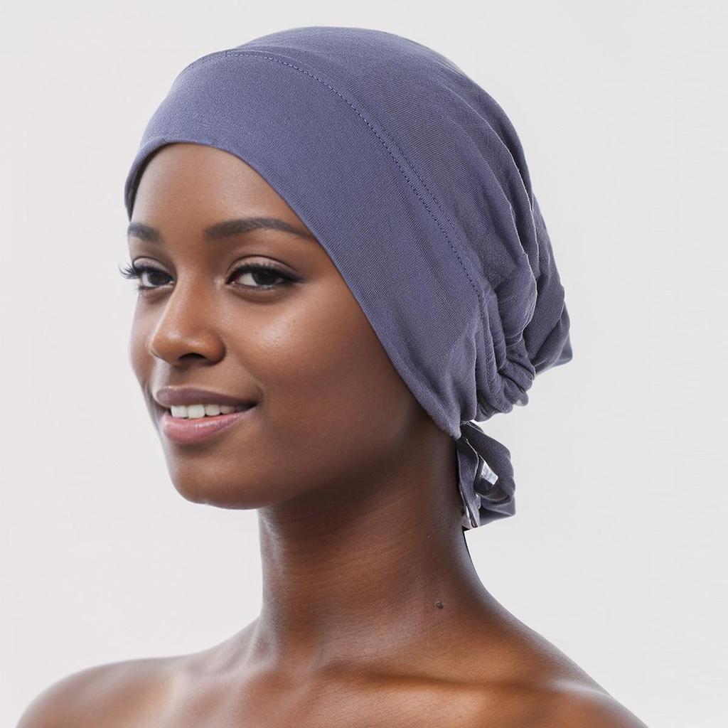 Pañuelo para la cabeza de algodón y seda elástico con cordones ajustable, gorro para quimioterapia