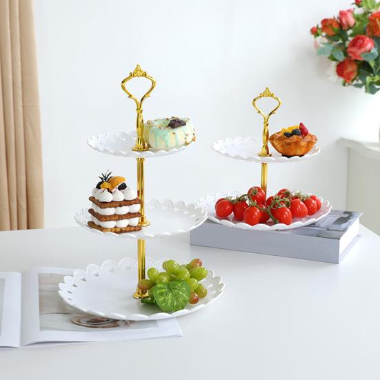 Support à Cupcakes Présentoir de Table à Dessert 2/3 Étages Plateau de Service pour Collation pour Fête de Thé Mariage Baby Shower