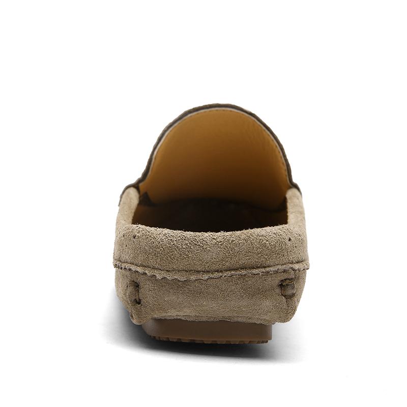 Pantofi Jumătate din Piele de Cămilă Făcuți Manual pentru Bărbați Mules Loafers de Var Papuci Slip-On Mule Masculin Sandale Plate Semi-Drag Bărbați 2026