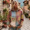 Women's Hooded Long Sleeve Printed Sweatshirt Loose Fit Casual Pullover Top