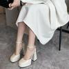 Summer New Sandals for Women with A Buckle and Thick Heel 13CM Square Toe Hollow High Heels for Women Sandalias