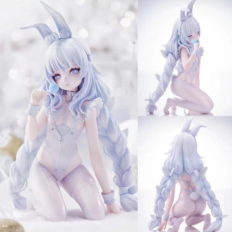 Anime Game Azur Lane Le Malin Figure Lazy White Rabbit Dress Up Model Toy Gift Action MNF kneeling position Poseable Articulated Scale Detailed
