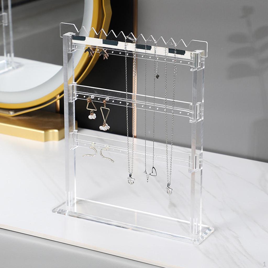 Jewelry Display Rack Earring Organizer Holder, Acrylic Decorative Detachable Clear Bracelet Storage