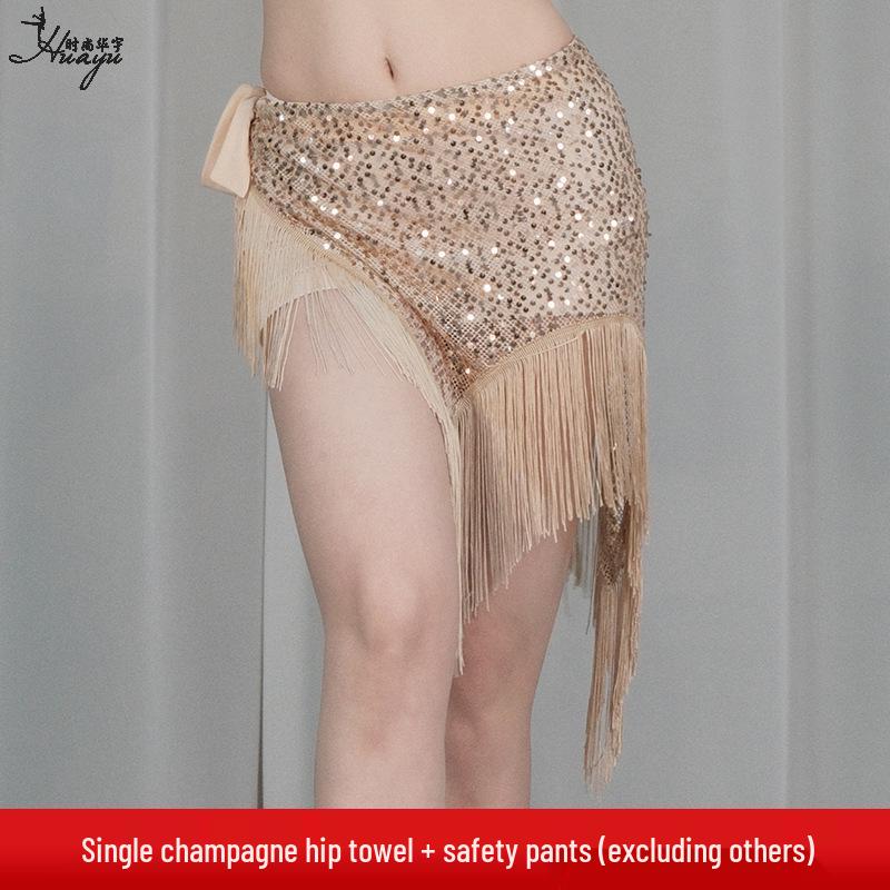 Orienttanz Hüfttuch: Pailletten-Taillenkette & Quasten für Bauchtanz-Übung und -Aufführung.
