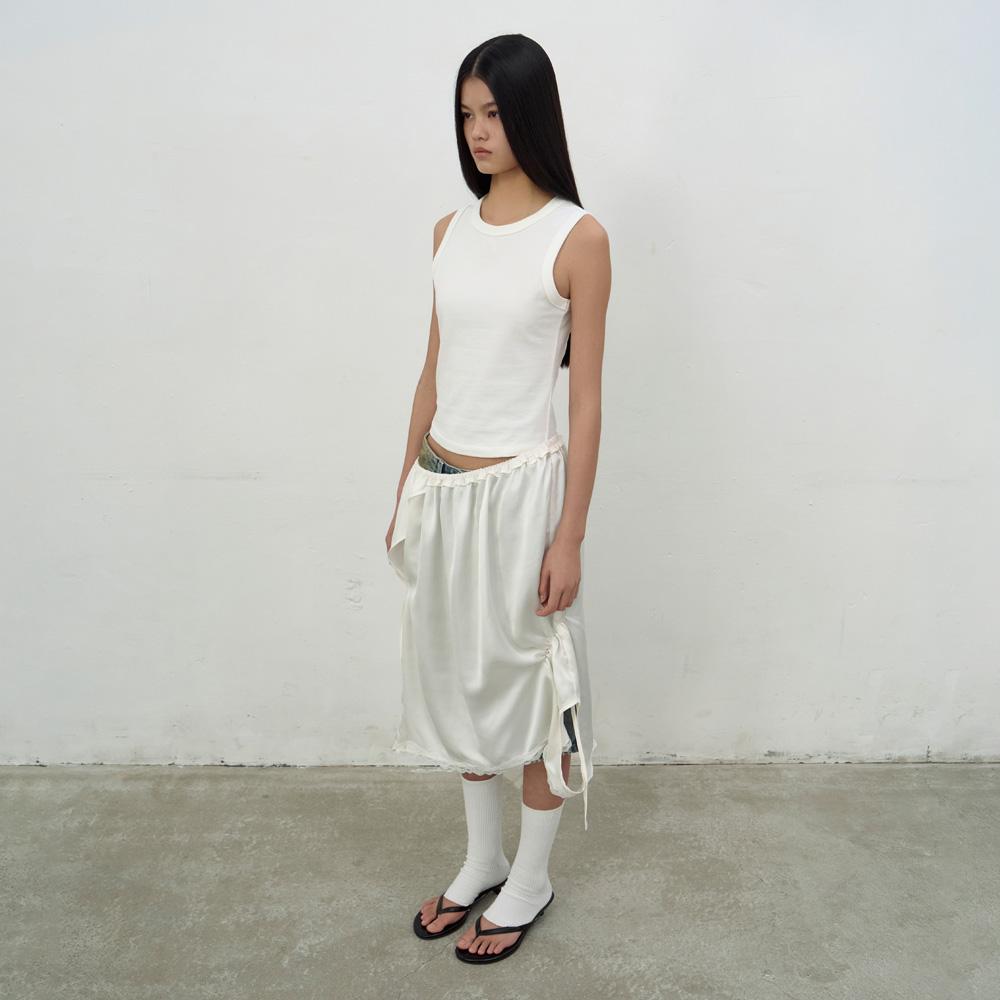 Lcdc Tm Shirring Sleeveless Dress (White)
