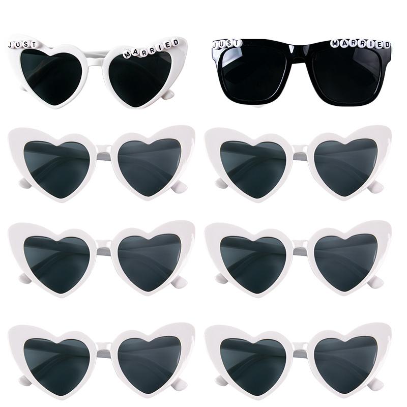 Bachelorette Party Sunglasses Bride To Be Bridesmaid Gift Wedding Bridal Shower Decor Black White Square Heart Shaped Glasses