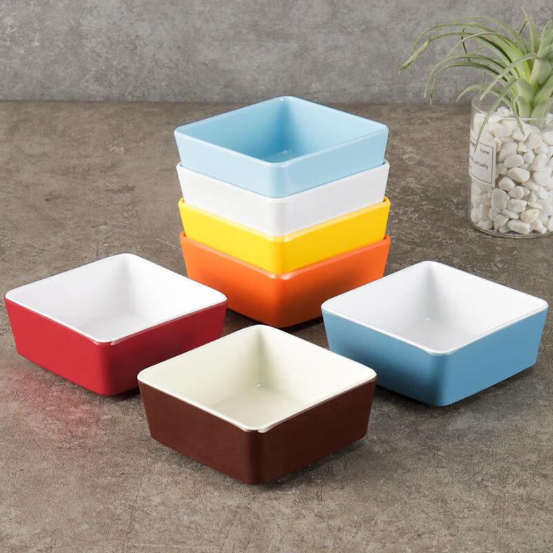 Jijun Melamine Square Snack Plates (10-Piece Set)