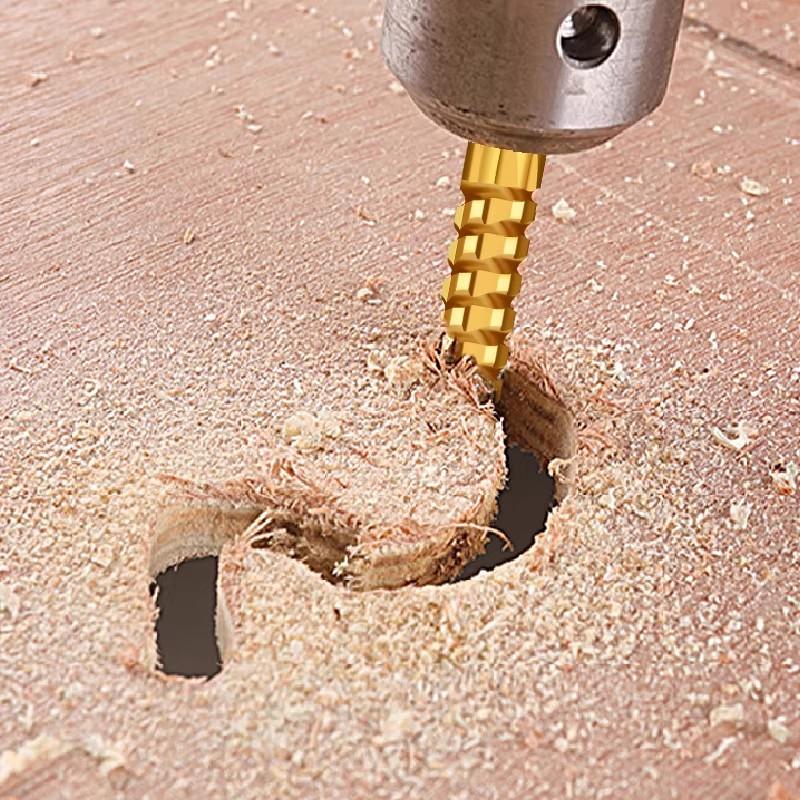 Titanium Coated HSS Twist Drill Bits Serrated Side Cutting Drill Bit Woodworking Electric Opening Hole Tools Saw Drill Set