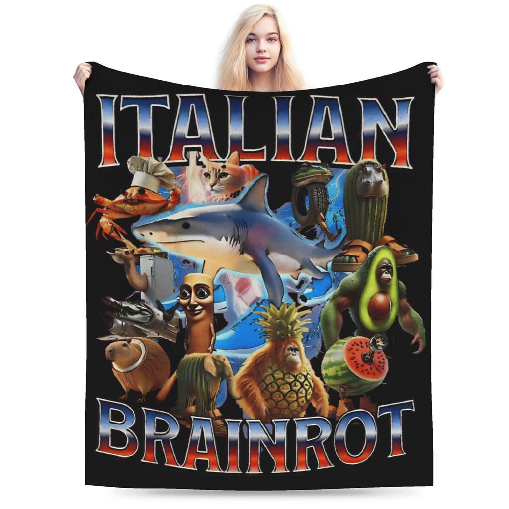 Ballerina Uchina Funny Italian Brainrot Meme Plush Blanket Students Flannel Throw Blanket For Couch Sofa Bed Warm Bedspread