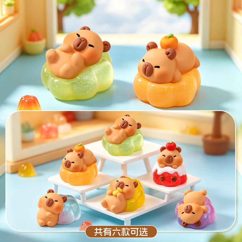 6pcsSet Capybara Jelly Summer Collection Capybara Figure Toy Model Doll Home Decoration