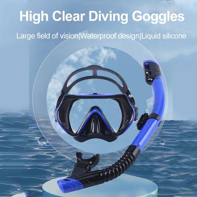 Freitauchen-Schnorchelmaske, Panorama-Schwimmbrille mit hoher Transparenz, gehärtetes Glas mit Nasenabdeckung