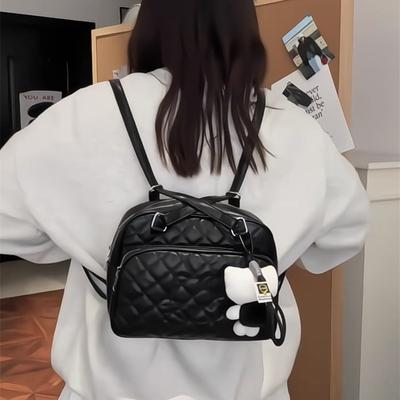 Rautenstickerei Garn große Kapazität Tasche Damen neue Mode vielseitig Rucksack Pendler Textur Schulterpolster Tasche