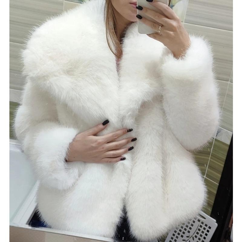 Palton de blană pentru femei nou toamnă și iarnă pufos vopsit palton de blană de vulpe polară cu vârf la modă cald