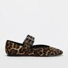 Luxury Designer Leopard Ballet Flats Women Fashion Metal Buckle Wide Strap Women Shoes Low Heel Mary Jane Shoe Zapatos De Mujer