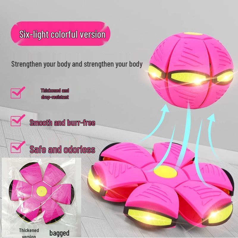 Magic Flying Saucer Ball: Deformable Outdoor Stomp Toy with Lights for Kids