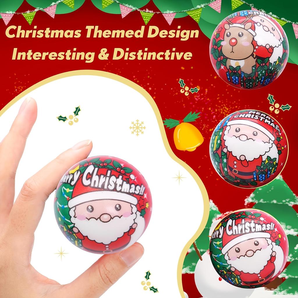 12/6-Pack 6.3cm Diameter Santa Claus Sponge Balls - Creative, Fun & Soft  for Christmas Decorations and Party Favors